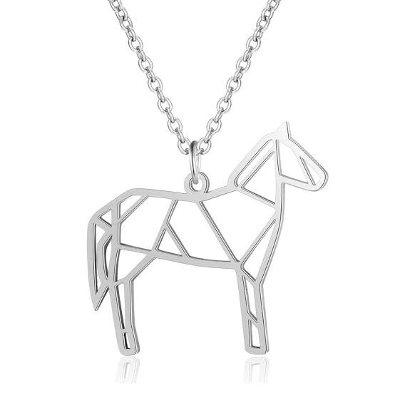 Geometric Silver Horse Pendant - AbcdepaHorseJewelry