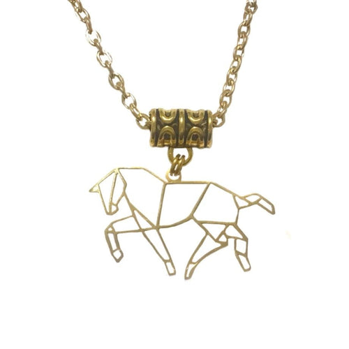 Geometrical Horse Trotting Gold Necklace - AbcdepaHorseJewelry