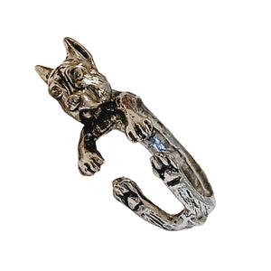 Georgeous Dog Adjustable Antique Silver Ring - AbcdepaHorseJewelry