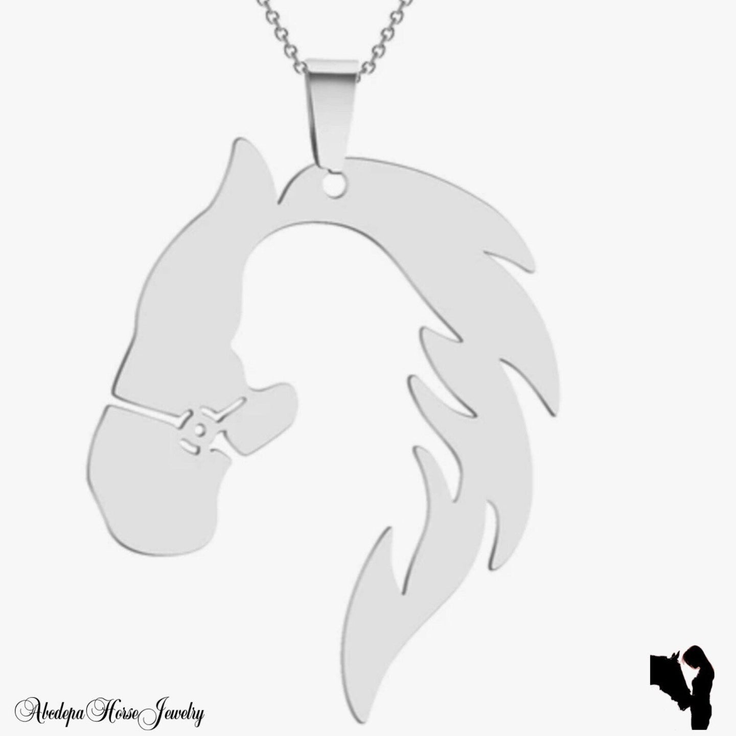 Girl and Horse As One Silver Pendant - AbcdepaHorseJewelry