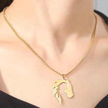 Girl and Horse Together Gold Pendant Necklace - AbcdepaHorseJewelry