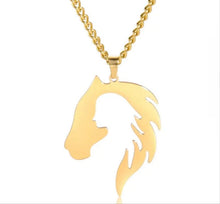 Girl and Horse Together Gold Pendant Necklace - AbcdepaHorseJewelry