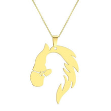 Girl and Horse Together Gold Pendant Necklace - AbcdepaHorseJewelry