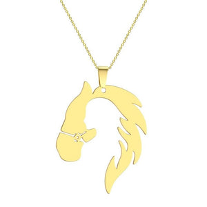 Girl and Horse Together Gold Pendant Necklace - AbcdepaHorseJewelry