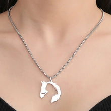 Girl and Horsehead As One Silver Pendant Necklace - AbcdepaHorseJewelry