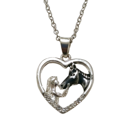 Girl Loveheart Black Horse Necklace - AbcdepaHorseJewelry