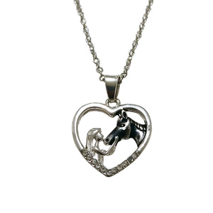 Girl Loveheart Black Horse Necklace - AbcdepaHorseJewelry