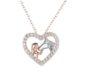 Girl with Pony Heart Necklace - AbcdepaHorseJewelry