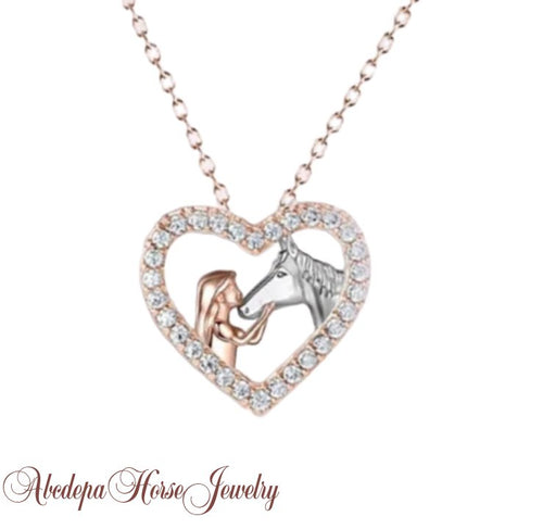 Girl with Pony Heart Necklace - AbcdepaHorseJewelry