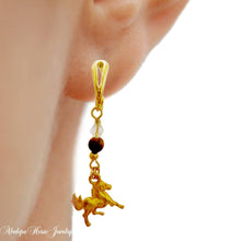 Gold Antique Tigerseye Horse Earrings - AbcdepaHorseJewelry