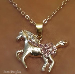 Gold Pink Pony Necklace - AbcdepaHorseJewelry