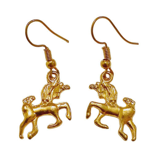 Gold unicorn hooks style earrings - with 925 silver gold plating and rubber backs.