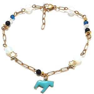 Goldstone Opalite Horse Charm Bracelet - AbcdepaHorseJewelry