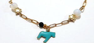 Goldstone Opalite Horse Charm Bracelet - AbcdepaHorseJewelry