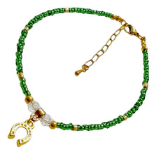 Green Beaded Gold Horseshoe Bracelet - AbcdepaHorseJewelry