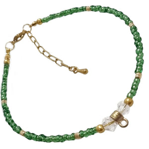 Green Beaded Gold Horseshoe Bracelet - AbcdepaHorseJewelry