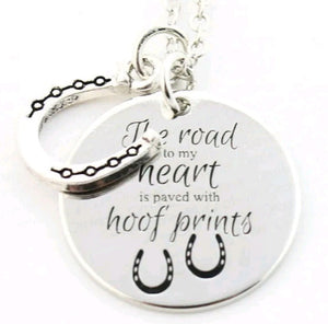 Hoof prints silver horseshoe charm Necklace - AbcdepaHorseJewelry