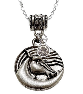 Horse Head Round Charm Pendant Necklace - AbcdepaHorseJewelry