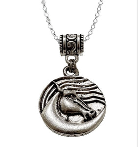 Horse Head Round Charm Pendant Necklace - AbcdepaHorseJewelry