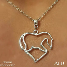 Silver Horse Heart Charm Necklace/can add birthstoneSilver Horse Heart Shape Pendant is beautiful with this
stunning Silver Necklace stainless steel  It just seems to
shine that little bit more The Horse shape Inside Horse Heart NecklaceAHJAbcdepaHorseJewelrySilver Horse Heart Charm Necklace/