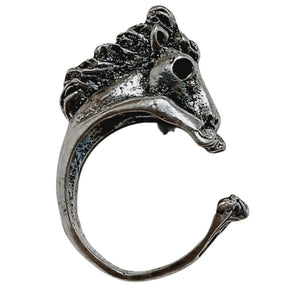 Horse Open Size Antique Silver Ring - AbcdepaHorseJewelry