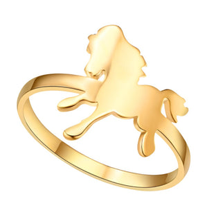 Gold Stainless steel horse ring with gold tone, size 9 and 10.