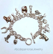 Horse Silver Linked Charm Bracelet - AbcdepaHorseJewelry