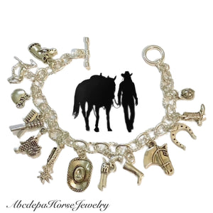 Horse Silver Linked Charm Bracelet - AbcdepaHorseJewelry