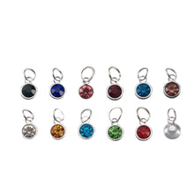 Horse Stable Charm Pendant Necklace with customizable birthstone charms on stainless steel chain, includes jewelry bag.