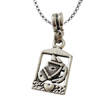 Horse stable charm pendant necklace on stainless steel chain with horse head design, equestrian jewelry.