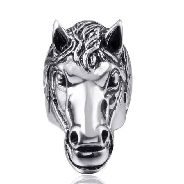 Horsehead Stainless Steel Mens Ring -for men with horse design.