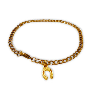 Horseshoe Charm Linked Gold Bracelet - AbcdepaHorseJewelry