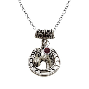 Horseshoe Horsehead Pendant Charm Necklace - AbcdepaHorseJewelry