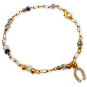 Horseshoe Sodalite's Gold Bracelet - AbcdepaHorseJewelry