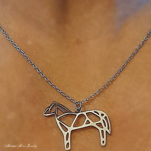 Geometric Silver Horse Pendant