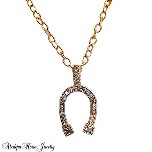 Clear Stones Horseshoe Pendant Necklace