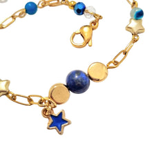 Lapis Lazuli Blue Striped Agate Blue Star Bracelet - AbcdepaHorseJewelry