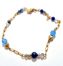 Lapis Lazuli Blue Striped Agate Blue Star Bracelet - AbcdepaHorseJewelry