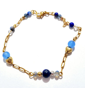 Lapis Lazuli Blue Striped Agate Blue Star Bracelet - AbcdepaHorseJewelry