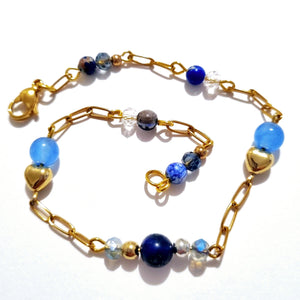 Lapis Lazuli Blue Striped Agate Blue Star Bracelet - AbcdepaHorseJewelry