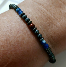 Larger Size Blue Striped Agate Beaded Bracelet - AbcdepaHorseJewelry