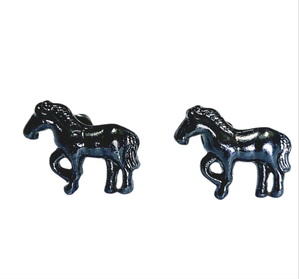 Little Standing Black Pony Studs Earrings - AbcdepaHorseJewelry