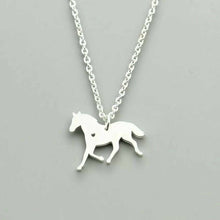 Silver stainless steel horse necklace with heart, adjustable chain, 17 inches, Love Heart Horse Necklace.