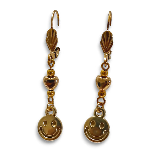 Loveheart Happy Faces Gold Earrings - AbcdepaHorseJewelry