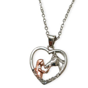 Loveheart with Girl and Silver Horse Necklace - AbcdepaHorseJewelry