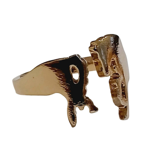 Tail Gold Open Size Horse Ring, adjustable horse-themed jewelry, gold-plated, ideal gift.