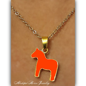 Orange Pony Pendant Necklace - AbcdepaHorseJewelry