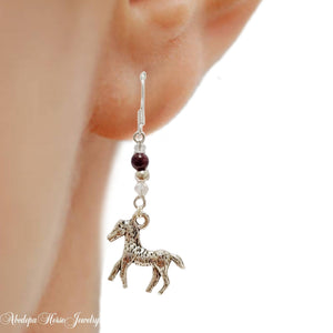 Palouse Garnet Crystal Pony Earrings - AbcdepaHorseJewelry