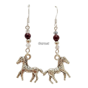 Palouse Garnet Crystal Pony Earrings - AbcdepaHorseJewelry