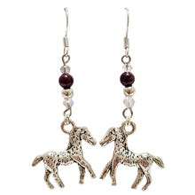 Palouse Garnet Crystal Pony Earrings - AbcdepaHorseJewelry